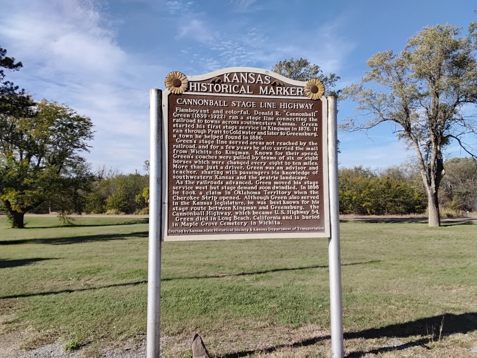 Cannonball Stage Line Highway marker